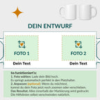 Design-Vorlage für die Fototasse im Querformat mit Wunschtext – Grosse Nova Editor Ansicht